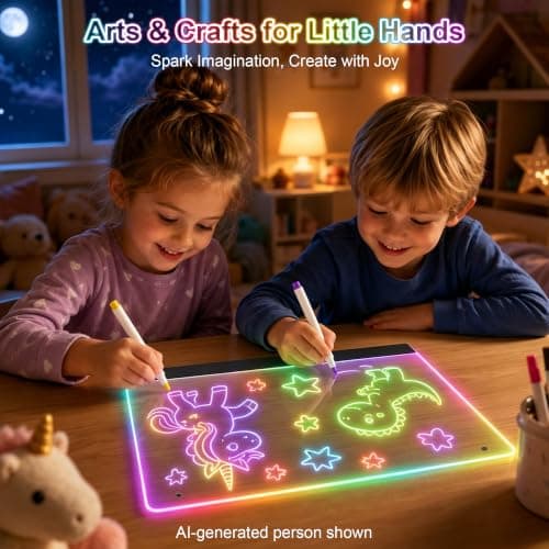 16-Inch LED Drawing Board for Kids | Light Up Doodle Board Glow Drawing Tablet | Reusable Kid Drawing Pad Toy | Arts Supplies Crafts for Kids Ages 4-8 | Creative Art Birthday Gifts for Girls Boys - Thumbnail 3
