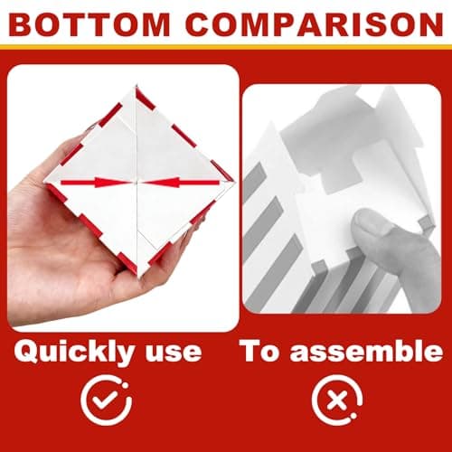 20 Pcs Movie Night Popcorn Boxes, 8 inch Red and White Striped Paper Popcorn Bucket, 250gsm Rigid Cardstock, One-Step Setup, Reusable Pop corn Bags for Party, Home Kitchen, Snacks, Easter - Thumbnail 5