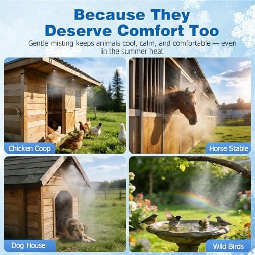 Mellbree Misters for Outside Patio 45FT/14M, Pre-Assembled Misting Cooling System with 12 Brass Nozzles & 3/4" Adapter, Outdoor Mister for Patio, Garden, Greenhouse, Pavilion, Dog House, Chicken Coop - Thumbnail 5