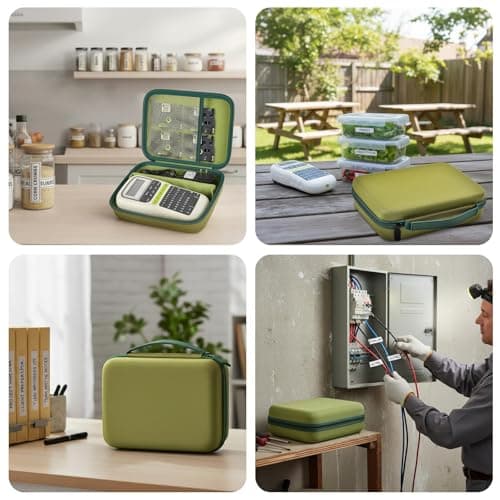 Case Compatible with Brother for P-Touch PT-N10/ PT-N20/ PTH110/ PRTH110/Pro/PT-H111 Portable Label Maker, Label Printer Storage Holder for Label Tape, AC Adapter, Charging Cable (Box Only) (Green) - Thumbnail 6