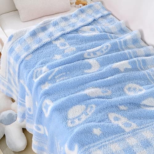 Blue Planet Baby Blanket – Knitted Space-Themed Throw for Baby Boys, Galaxy Nursery Décor & Newborn Shower Gifts – Soft & Breathable, 30x40 Inch - Thumbnail 2