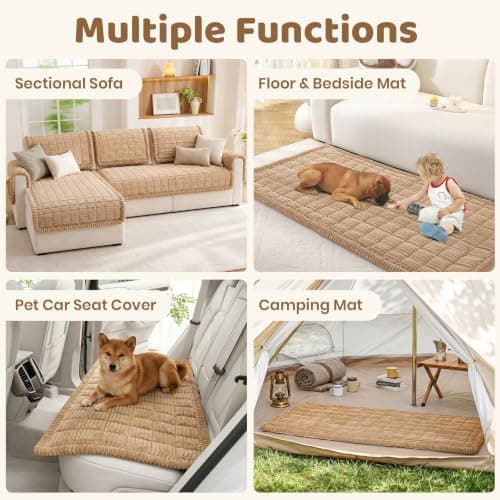 Royhom Couch Cover for Dogs Washable, Soft Thick Pet Couch Covers for Sofa, Pawcart Couch Protector Pet Friendly, Furniture Covers Dog Mat for Couches and Sofas (Khaki, 27.6 x 59 Inch) - Thumbnail 3