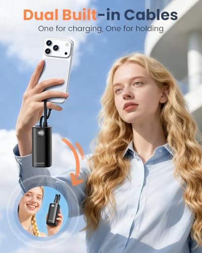 Portable Charger 20000mAh, 35W Fast Charging Power Bank with Built-in USB-C & Lightning Cables, Travel Battery Pack PD 3.0 Battery Pack for iPhone 16 17 15, MacBook, Samsung S24, iPad, Android - Thumbnail 6