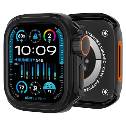 SDOCEBF 2 in 1 Metal Alloy Case for Apple Watch Series 11/10 46mm, Rugged Aluminum Bumper with Back Cover, Shockproof Protective Apple Watch 10 46 mm Metal Cover, Black - Image 1