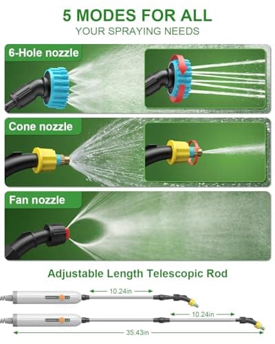 2 Gallon Electric Garden Sprayer, Battery Powered Weed Sprayer with Telescopic Wand, 3 Adjustable Nozzles, Garden Sprayer with Collapsible Tank, Shoulder Strap for Lawn Care, Plant Watering & Cleaning - Thumbnail 4