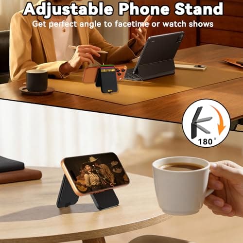 NavmmSenn for Magsafe Wallet Find My with Tracker, RFID Blocking Magnetic Wallet for iPhone 17/16/15/14/13/12 Series, 6 Cards Holder, Adjustable Stand, Rechargeable Mag Safe Wallet for Minimalist Men - Thumbnail 3