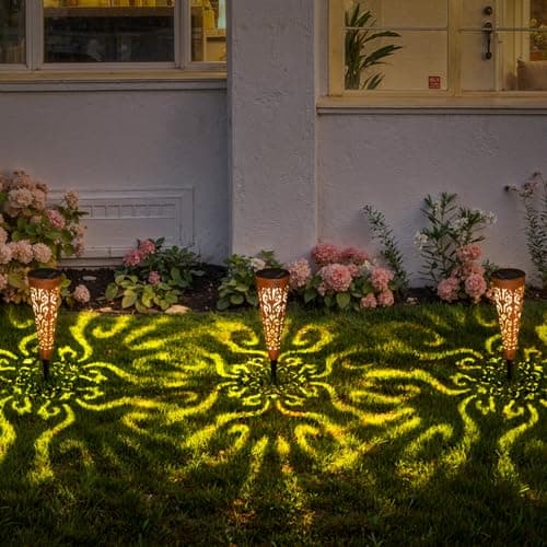 Go2garden 6Pcs Garden Solar Lights Outdoor Stakes Decorative Lighting for Yard, Pathway, Patio Decor Lawn Ornament (Red Copper) - Thumbnail 5