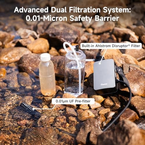 Nawaza Portable Electric Water Filter - 0.01 Micron Outdoor Camping Water Purifier for Hiking, Camping Water Filtration System Survival,Travel and Emergency-Green - Thumbnail 2