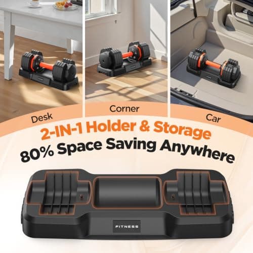 2025 Updated Adjustable Dumbbell Set of 2, 5-IN-1 Weights Dumbbell Set with Storage Box, 25lbs/55lbs Adjustable Weights with Anti-slip Silicone Grip, Weight Set For Home Gym Suit both Men and Women (55LBS Pair(Total 110LBS)) - Thumbnail 6