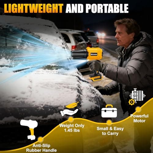 Cordless Leaf Blower Compatible for Dewalt 20V Batteries(Tool Only), Handheld Garden Blowers with LED Light & 2 Nozzles, Variable Speed Turbo Blower for Leaves, Dust, Driveway, Patio, Lawn, Deck - Thumbnail 6