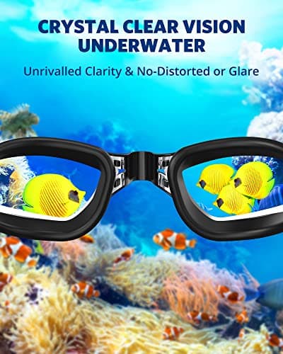 Aegend Swim Goggles 2-Pack, No Leaking Anti-Fog UV Protection Mirrored Swim Glasses for Adult Men Women, Wide View Outdoor - Thumbnail 6