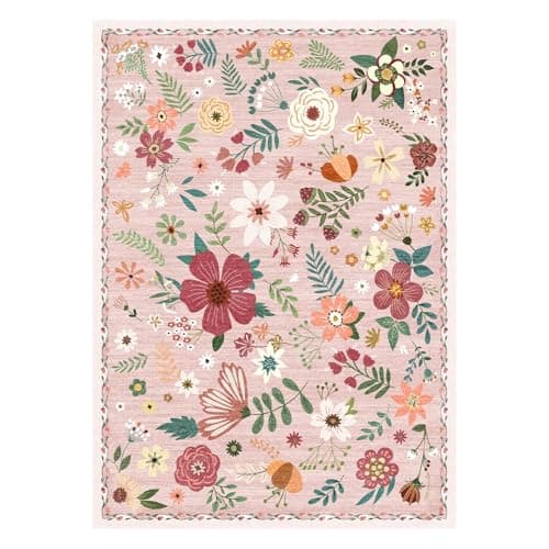 HiChiclife Runner Rug, Floral Rug, Long Rug for Hallway Kitchen,2'x 8',Pink - Thumbnail 2