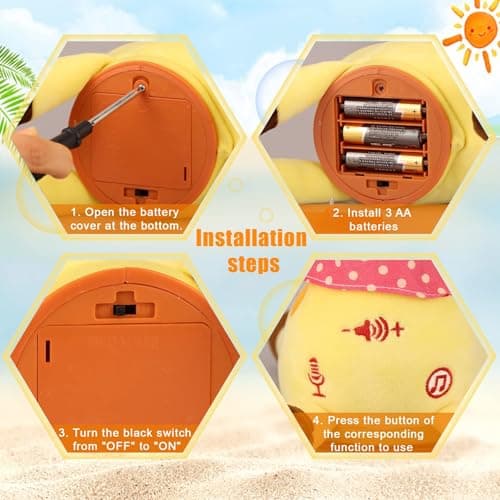 MILEGI Dancing Talking Giraffe Toy, Singing Musical Giraffe Plush Tummy Time Toys with Volume Adjustment, 10 Children's Songs Light Up Toys, Repeating What You Say, Baby Toys for Boys Girls - Thumbnail 6