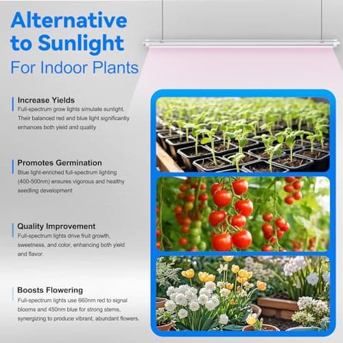 JESLED Waterproof Plant Grow Lights, 3FT Full Spectrum Grow Light, 216W(6 X 36W,1350W Equiv), Linkable Led Grow Light Strip for Greenhouse, Plant Shelves, Plug and Play, Pinkish White, 6-Pack - Thumbnail 5