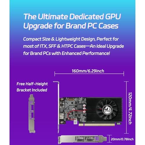 SOYO GeForce GT 730 4GB Low Profile Graphics Card, Dual HDMI Ports for Multi-Monitor, 4GB DDR3 128-Bit, SFF Half-Height Video Card for Slim Desktop PC, Computer GPU Supports Windows 11/10/8/7 - Thumbnail 4