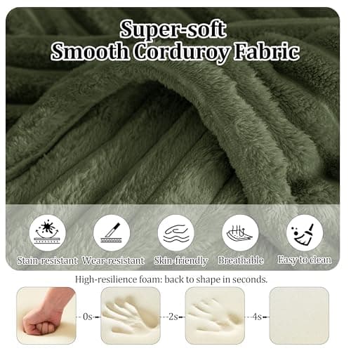BSHOMGI 92.5'' U-Shaped Boneless Couches, Comfy Corduroy 3 Seaters Sofas with Ottoman, Modern High Back Sectional Sofa for Living Room with Oversized Chaise Deep Seat Sofa, No Assembly Needed - Thumbnail 4