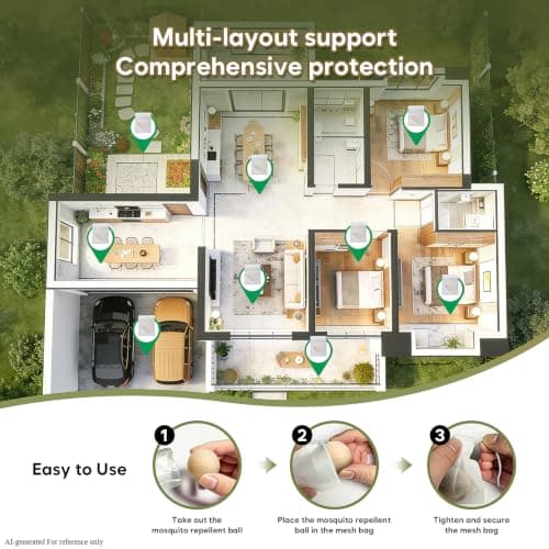 Mosquito Repellent Outdoor Patio 36 Balls - Mosquito Repellant Indoor & Outdoor for Yard Home Patio Travel Camping, Keep Mosquitoes Away from Door Patio - Thumbnail 3