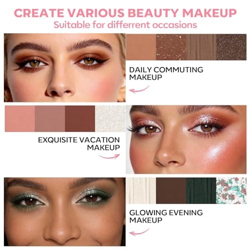 LUXAZA PRO 5-in-1 Backed Eyeshadow Makeup Palette with Blush Bronzer Highlighter, Natural Nude Eye Shadow Palettes 18 Colors Matte Shimmer Glitter Tone Long Lasting Smudge-Proof, Ideal Gifts for Women - Thumbnail 6