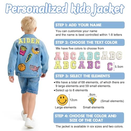 Individz Personalized Denim Jacket for Kids with Name, Custom Toddler Jean Jacket, 1-8 Year Old Boys Birthday Easter Gifts - Thumbnail 6