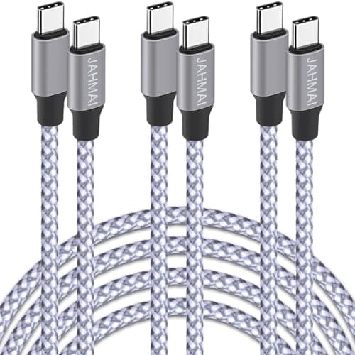 JAHMAI USB C Cable, Nylon Braided USB C to USB c Fast Charging 6ft 3Pack 60W Quick Data Sync Type C Charger Cord for iPhone 17/16/15 Pro Max/17/16/15 Pro/16/15 Plus/17 Air/iPad mini/Galaxy S24/23/22