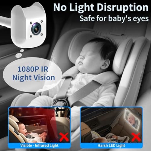 Howison 6.86'' Dual Car Camera Baby Monitor, 1080P Baby Car Camera with IR Night Vision, 150° Wide Angle, USB Powered, Easy to Install, Real-Time Rear Seat Monitoring, Safety for Kids and Newborns - Thumbnail 5