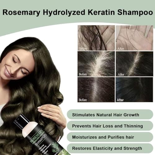 Rosemary Shampoo for Hair Growth, Natural Thickening & Strengthening Shampoo with Hydrolyzed Keratin, for Thinning Hair & Hair Loss for Women and Men 6.76 Fl Oz (Pack of 1)) - Thumbnail 2