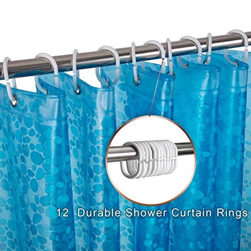 Bostofy Waterproof Shower Curtain Liner 8G EVA Thick Shower Curtain with Heavy Duty 3 Bottom Magnets, Shower Liner for Shower Stall, Bathtubs, 3D Pebble Pattern, 72 x 72,12 Hooks - Thumbnail 4