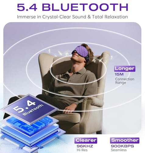 Sleep Mask Headphones Bluetooth 5.4 with 3D Removable Hot & Cold Compress, TOPOINT Weighted Eye Mask Blackout Soft, Cooling Breathable for Women Men Deep Sleep Relax Tired Eyes Migraine Office Travel - Thumbnail 6