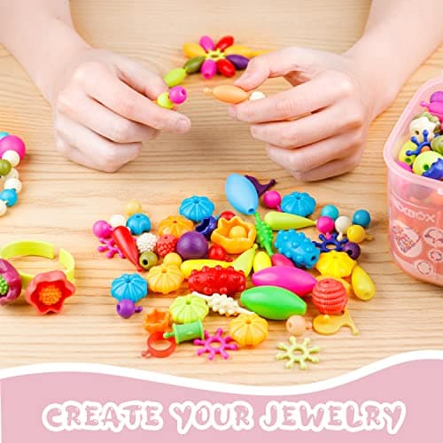 NEXBOX Girls Crafts Jewelry Making Kit for Toddlers - Pop Beads Toys Sets for Little Kids Age 3 4 5 6 Year Old, Ideas Birthday Gifts - Thumbnail 4