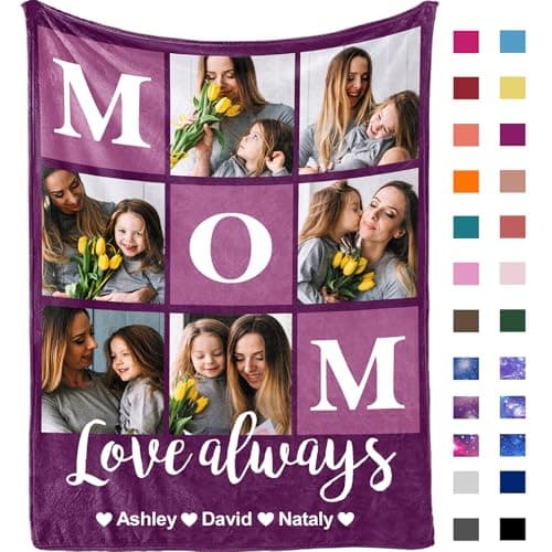 Yofair Mothers Day Birthday Gifts for Mom Custom Blanket with Picture Personalized Mother's Day Blankets Gifts Customized Photo Blanket Mom Birthday Gifts for Women 30" W x 40" L - Image 1