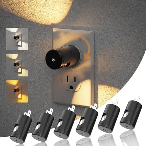 JandCase Night Lights Plug into Wall,6 Pack Mini Lens Night Light with 3CCT Color Temperature,180° Rotatable Night-Lights,Dimmable Nightlight Plug in with Light Sensor for Bathroom Hallway Room Decor