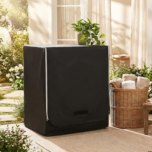 Waterproof Washer and Dryer Covers with Durable Zipper 27"W X 33"D X 39"H Large Heavy Duty Washing Machine Cover for Top Load & Outside Use, Black - Image 1