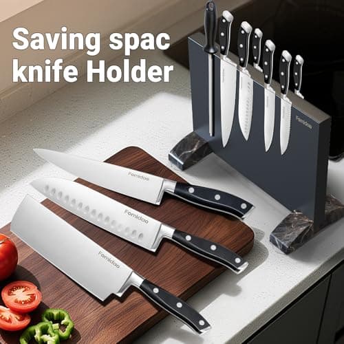 4 Pieces Knife Block Set With Magnetic Knife Block Holder, Ultra-Sharp Japanese Kitchen Knife Set, High-carbon Steel Chef Knife Sets With Full Tang Handle Design - Thumbnail 3