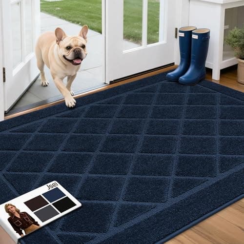 JSEI Dirt Trapper Door Mat 36"x60", Non-Slip Washable Entryway Mats, Dog Door Mat, Stain Resistant and Absorbent Floor Mats, Low Profile Welcome Mat for Front Back Door, Navy Blue - Image 1