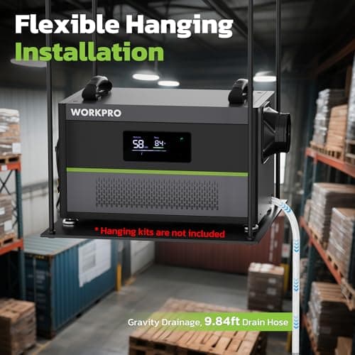 WORKPRO Crawl Space Dehumidifier, 145 Pint Commercial Dehumidifier for Basement, Warehouse and Garage, Covers 6000Sq. Ft, Drain Hose, Automatic Defrost, Memory Starting and Washable Filter - Thumbnail 4