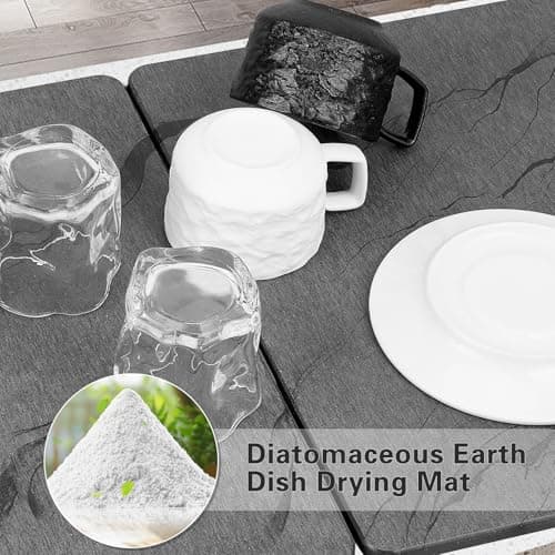 Koalafast Large Stone Drying Mat for Kitchen Counter, Diatomaceous Earth Dish Drying Mat Foldable, Non Slip Kitchen Mat Quick Dry for Dishes Bottles Cups (24"L X 16"W) - Thumbnail 3