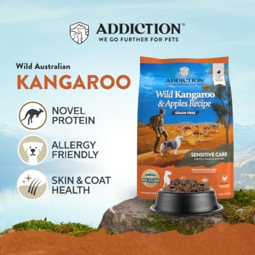 Addiction Wild Kangaroo & Apples Dry Dog Food - Limited Ingredient, Novel Protein for Dogs with Allergies, Grain-Free - Support Muscle Development & Manage Weight - Made in New Zealand 20lb - Thumbnail 2
