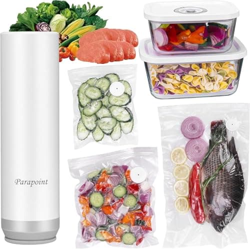 Handheld Vacuum Sealer for Food Powerful Vacuum Sealer Machine,Seal Meal Saver,Portable Food Sealer (Vacuum Sealer Machine + 2 Glass Vacuum Containers + 30 Reusable Vacuum Bags） - Image 1