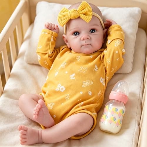 Milidool Lifelike Reborn Baby Dolls - 20 Inch Newborn Baby Doll Girl with Soft Weighted Body, Cute Soft Poseable Realistic Real Life Baby Dolls with Complete Accessories for 3+ Years Old Gifts - Thumbnail 5