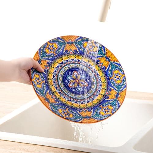 vancasso 18-Piece Dinnerware Sets,Ceramic Plates and Bowls Sets Service for 6, Bohemian Style Porcelain Dishes Set for 6, Microwave and Dishwasher Safe, Scratch Resistant,Non Toxic, Series KRVI - Thumbnail 5