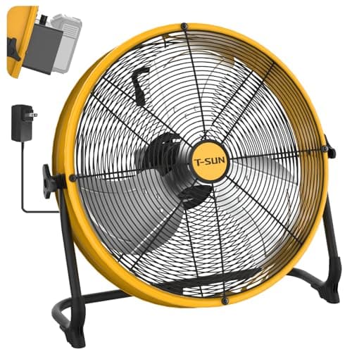 T-SUN 16" Cordless Battery Powered Fan Compatible with Dewalt 20V Max Battery, 360 Vertical Tilt, Metal Blade, High Velocity Portable Floor Fan for Garage, Jobsite, Workshop, Outdoor, Camping - Image 1