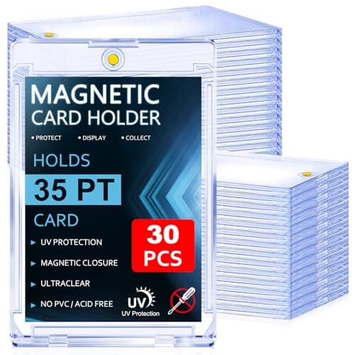 30 ct Magnetic Card Holders 35pt, One Touch Hard Plastic Case with U-V Protection & Waterproof - Acrylic Clear Protector Fit for Sports, Game, Standard Cards - Image 1