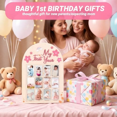 DegoCython Baby First Year Picture Frame - 2D Daisy Wooden 12-Month Photo Display, Newborn Nursery Decor Banner, Ideal Gift for Baby Shower & First Birthday - Thumbnail 5