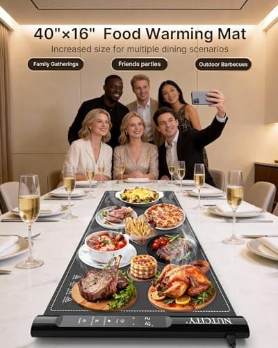 NUTCITY Warming Mat for Food Extra large 40" x 16", Portable Food Warming Mat with 7 Temperature Settings & 8Hour Timer, Tortilla Warmer for Gatherings, Parties (Extra Large Size: 40" x 16") - Thumbnail 2