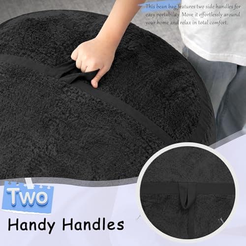 Homguava 5FT Bean Bag Chair Giant Bean Bag Chairs for Adults with Memory Foam Filled,Beanbag Chair with Soft Faux Fur Cover,Comfy Bean Bag Sofa Lounger for Living Room,Game Room,Bedroom - Thumbnail 6