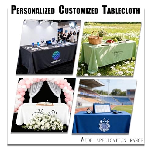 YOUYINYOU Personalized Custom Table Cloth with Logo Image Text 4/5/6/8/10FT for Business Tradeshow Events Company School Shop Welfare Organization Other Important Events (60 x 30（5FT）) - Thumbnail 4