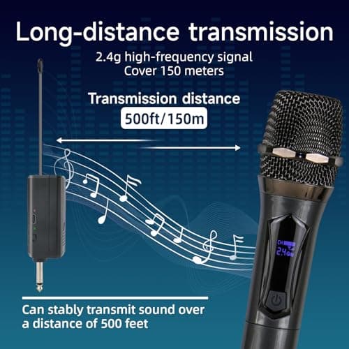 Wireless Karaoke Microphone dynamic Mic Up160ft range handheld plug-and-play design rechargeable Compatible with karaoke machines and PA systems Ideal for party、church Singing and other scenarios - Thumbnail 5