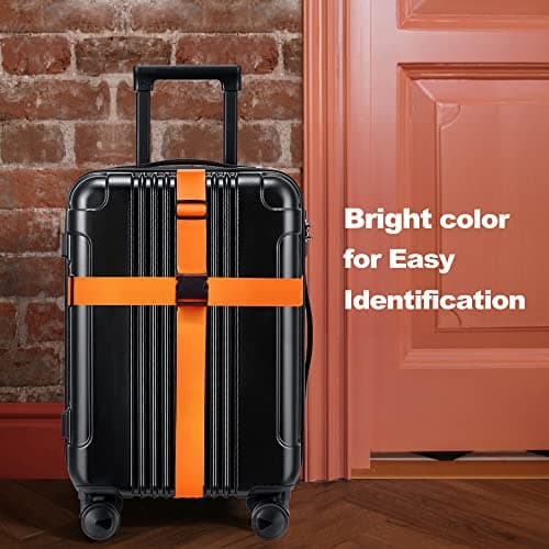 Luggage Straps for Suitcases TSA Approved Travel Belt 4 Pack by Chelmon(Orange) - Thumbnail 6