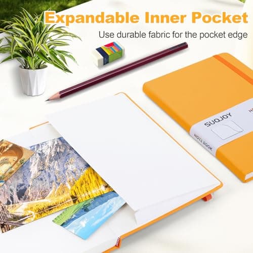 SUQJOY Lined Journal Notebooks for Writing, 100 GSM Thick Paper, 1 Pack Hardcover Notebooks, A5 College Ruled Notebook, Journaling Notebook for School/Travel/Office (Orange- 1 Pack) - Thumbnail 4