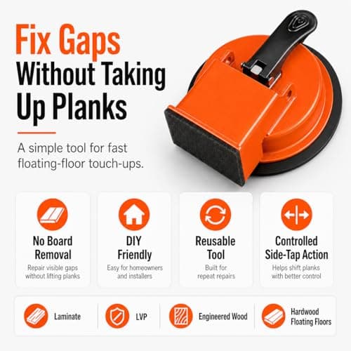 Floor Gap Fixer Tool,Heavy Duty Laminate Floor Suction Cup Tool for Wood,Vinyl & Tile Flooring,Enhanced Vacuum Suction Gap Repair Tool with Anti-Slip Grip,Flooring Installation Accessories (Orange-1) - Thumbnail 6